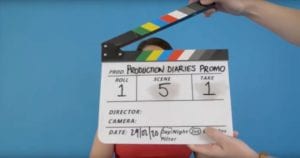 clapperboard for short film production diaries